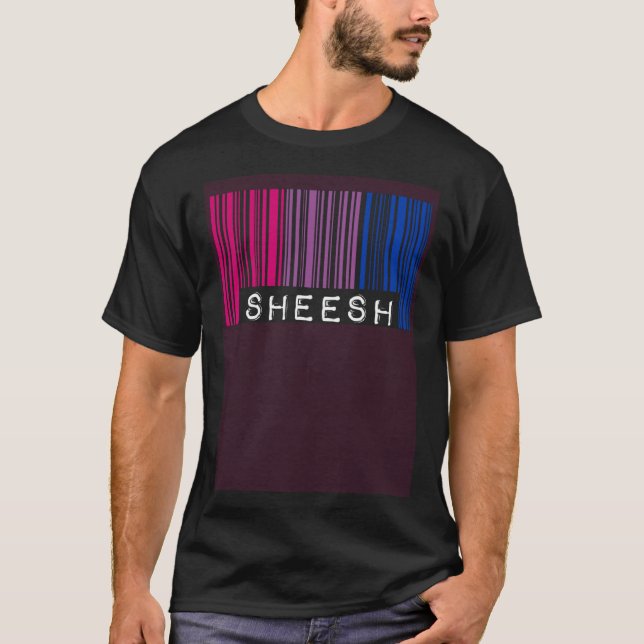 Sheesh Barcode Bisexual Pride Flagga Aesthetic Sla T Shirt (Framsida)