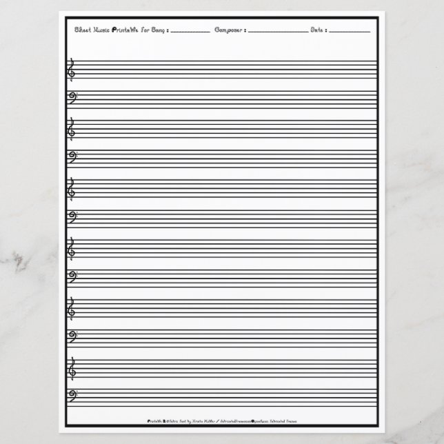 Sheet Music Manuscript Staff Line Clef Paper Sheet (Framsida)
