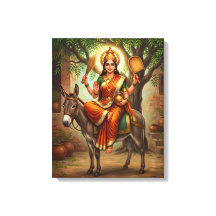 Sheetla Mata hinduisk bönekonst på canvas