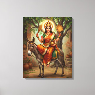 Sheetla Mata hinduisk bönekonst på canvas