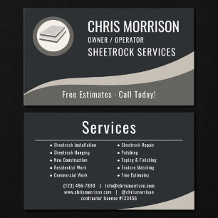 Sheetrock Services Professional Visitkort