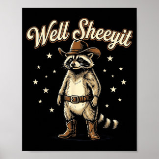 Sheeyit Rolig Cowboy Katt Vintage Western Humor Ko Poster