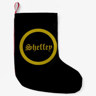 Sheffey Typsnitt - Black and Guld Small jul Sto Liten Julstrumpa