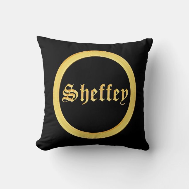 Sheffey Typsnitt - Black och Guld Kudde (Framsida)