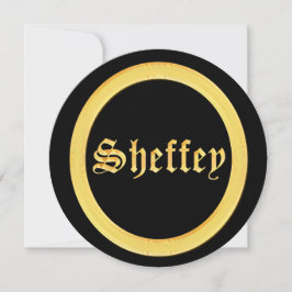 Sheffey Typsnitt - Black och Guld Monogram Inbjudningar