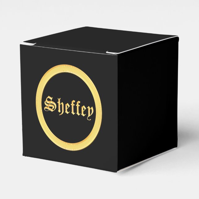 Sheffey Typsnitt - Black och Guld Monogram Presentaskar (Framsidan Sidan)