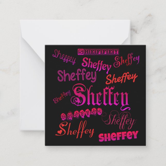 Sheffey Typsnitt - Rosa och Red Anteckningskort (Framsida)