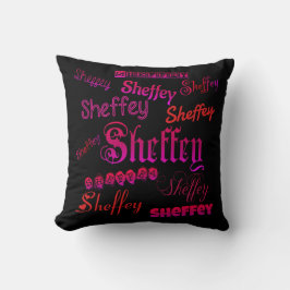 Sheffey Typsnitt - Rosa och Red Kudde