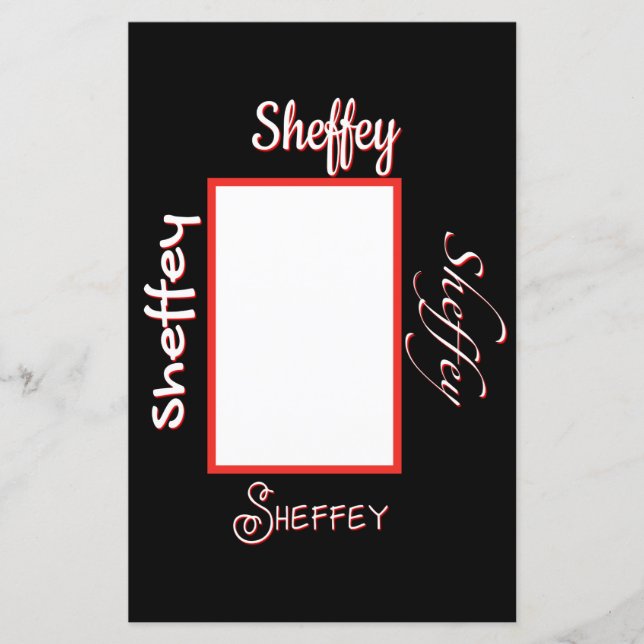 Sheffey Typsnitt-stationär materiel (Framsida)