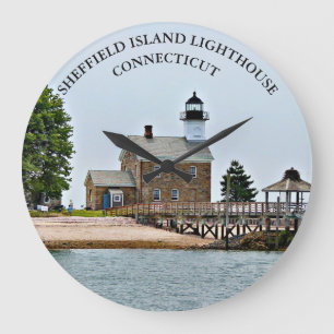 Sheffield Island Lighthouse, Connecticut Clock Stor Klocka