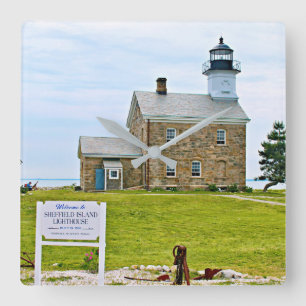 Sheffield Island Lighthouse, Connecticut Fyrkantig Klocka
