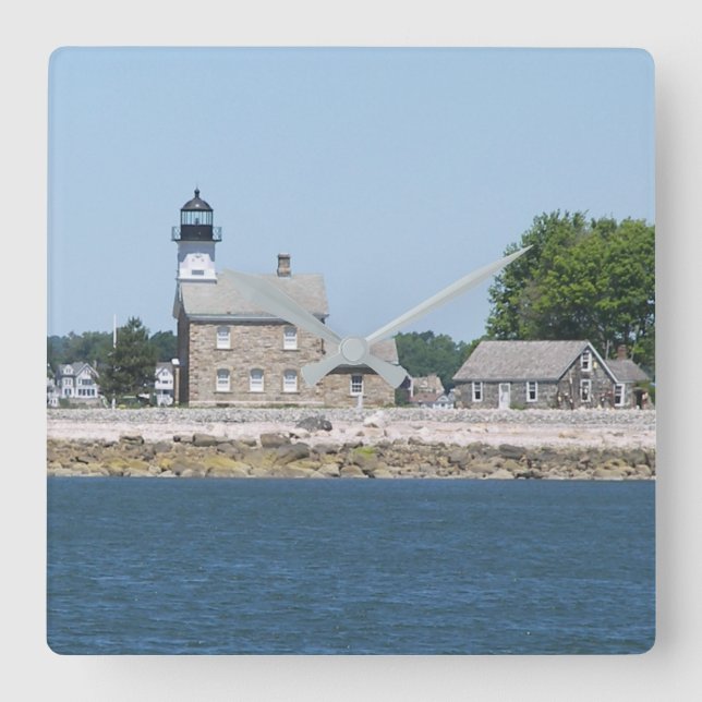 Sheffield Island Lighthouse, Connecticut Fyrkantig Klocka (Framsida)