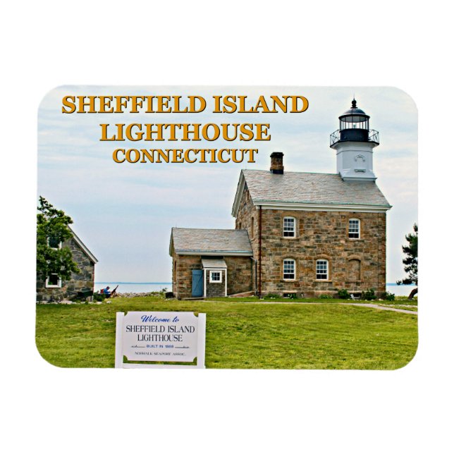 Sheffield Island Lighthouse, Connecticut Magnet (Horisontell)