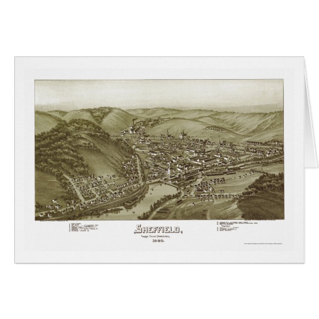 Sheffield panorama- karta för PA - 1895 Hälsningskort (Framsidan Horizontal)
