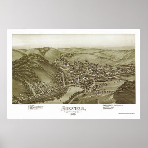 Sheffield panorama- karta för PA - 1895 Poster