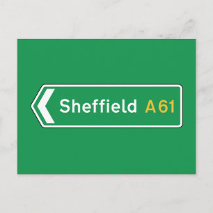 Sheffield, UK Road Sign Vykort
