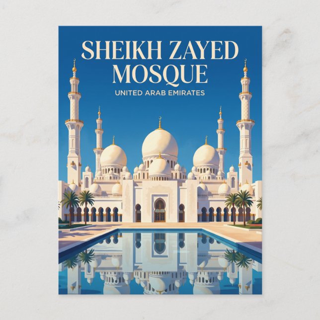 Sheikh Zayed Grand Mosque Förenade Arabemiraten Vykort (Framsida)