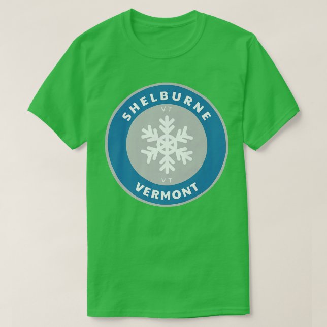 Shelburne Vermont VT Winter Snö Snowflake Badge S T Shirt (Design framsida)