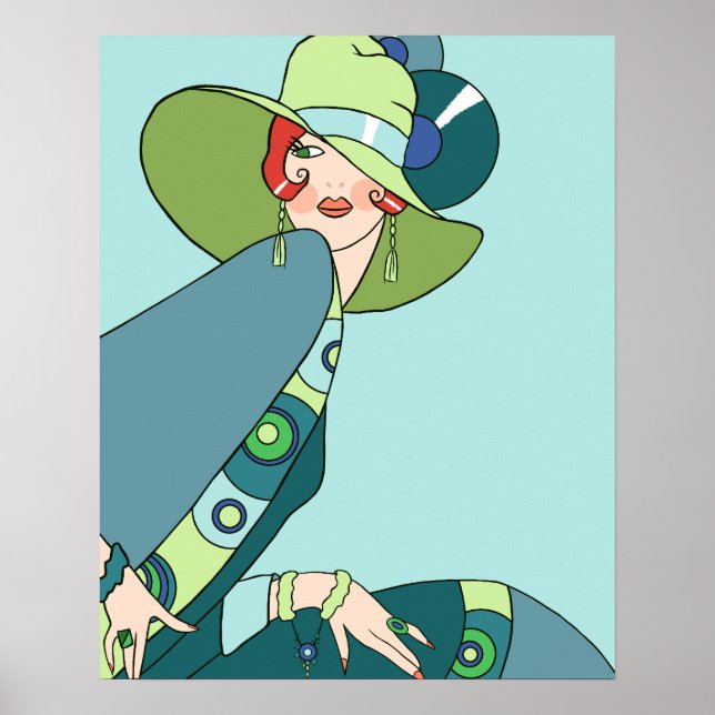 Shelby, 1920-talet Dam i Aqua och Teal Poster (Framsidan)