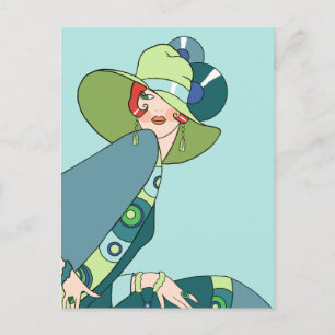 Shelby, 1920-talet Dam i Aqua och Teal Vykort