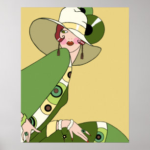 Shelby, 1920-talet Dam i Gult och Olive Poster