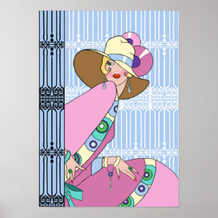 Shelby, 1930-talet Dam i Blue and Rosa Poster