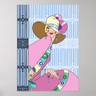 Shelby, 1930-talet Dam i Blue and Rosa Poster
