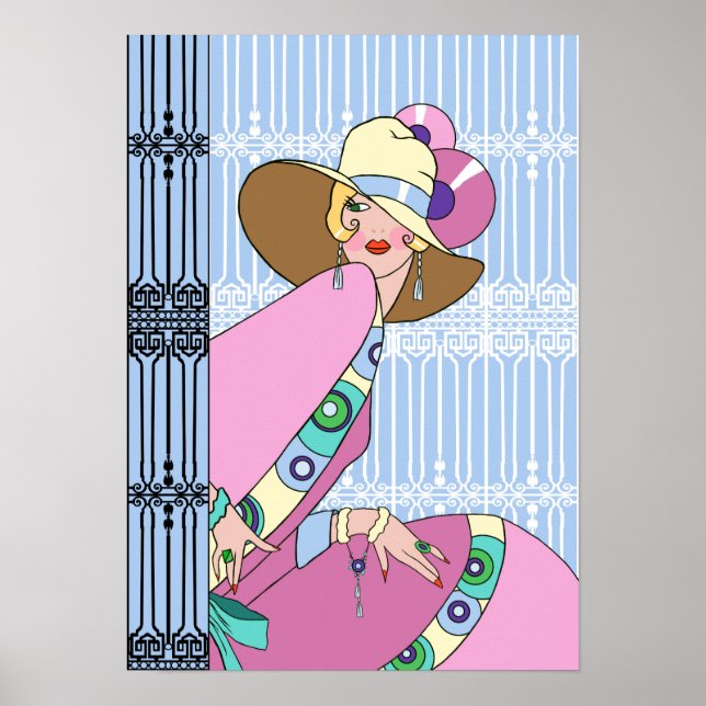 Shelby, 1930-talet Dam i Blue and Rosa Poster (Framsidan)