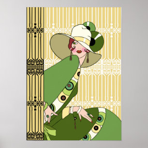 Shelby, 1930-talet Dam i Gult och Olive Poster