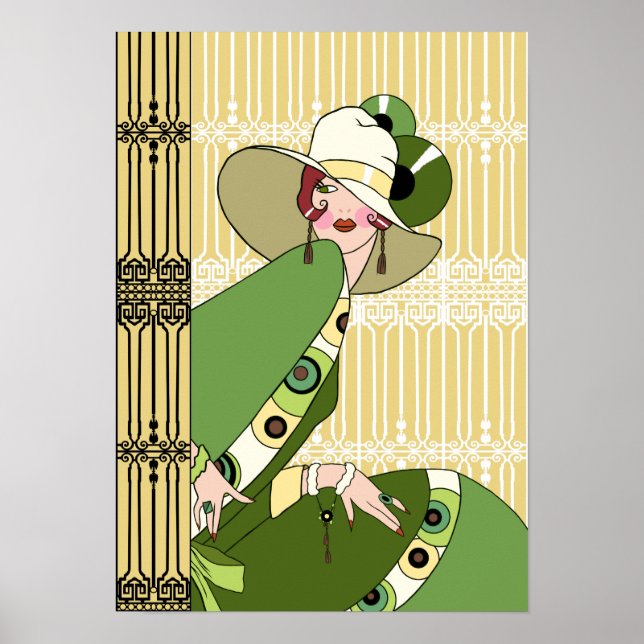 Shelby, 1930-talet Dam i Gult och Olive Poster (Framsidan)