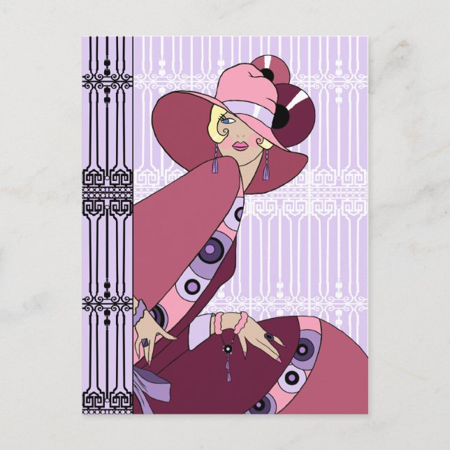 Shelby, 1930-talet Dam i Lavender och Vin Vykort (Framsida)