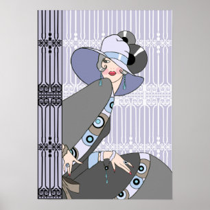 Shelby, 1930-talet Dam i Mauve och Grått Poster