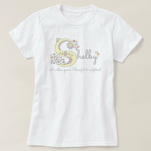 Shelby flickor S namn betydelse monogram t-shirt (Design framsida)