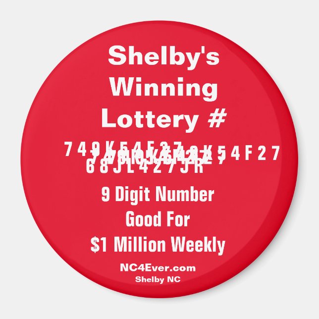 Shelby's Winning Lottery Number Magnet (Framsidan)