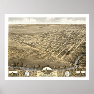 Shelbyville panorama- karta för IL - 1869 Poster