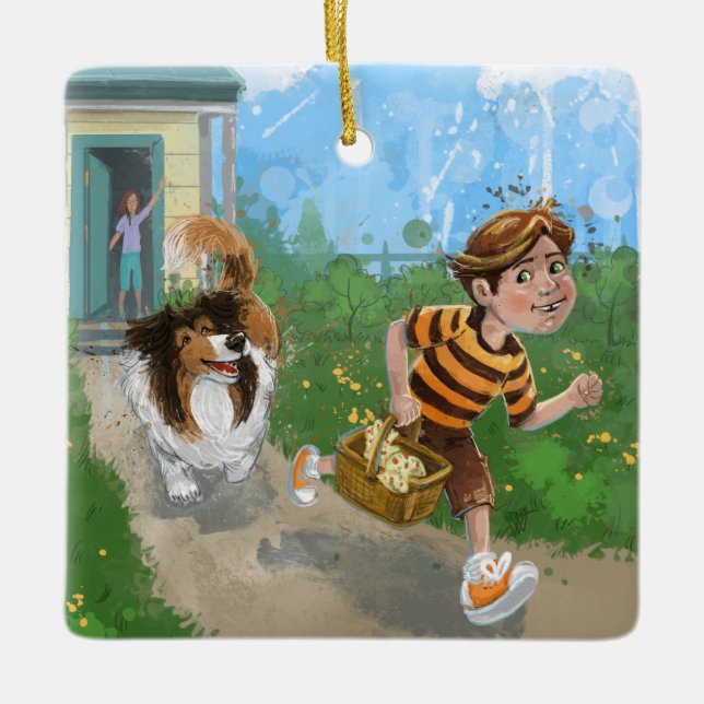 Sheldon och Davie Äventyr Julgransprydnad Keramik (Framsida)