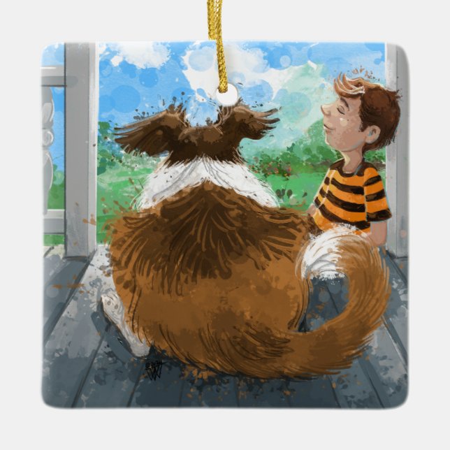 Sheldon och Davie Relaxing Julgransprydnad Keramik (Framsida)