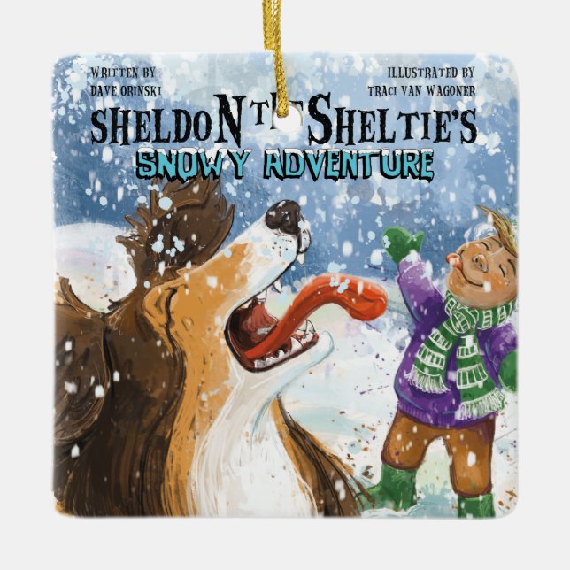 Sheldon Sheltie Julgransprydnad Keramik (Framsida)