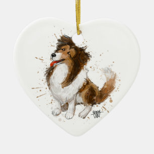 Sheldon the Sheltie Julgransprydnad Keramik