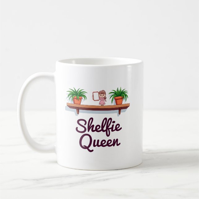 Shelfie Queen - The Plant Älskare’s Selfie Moment Kaffemugg (Vänster)