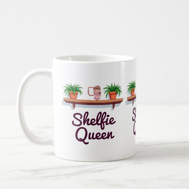 Shelfie Queen - The Plant Älskare’s Selfie Moment Kaffemugg (Vänster)