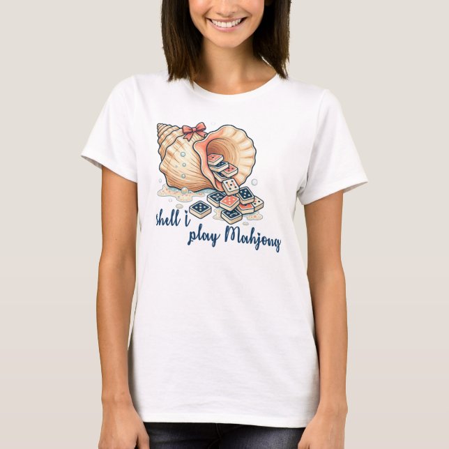 Shell I Play Mahjong Coastal T Shirt (Framsida)