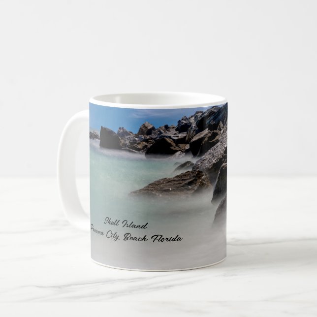 Shell Island Klippor Och Vågor Klassisk Mugg (Framsida vänster)