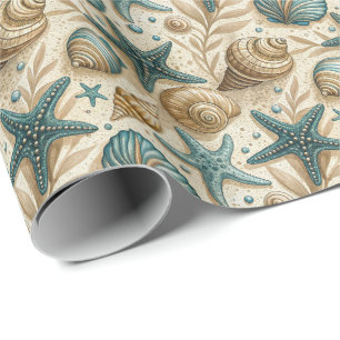 Shell Mönster Wrapping Papper Roll Presentpapper