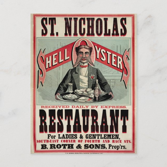 Shell Oysters Vintage Annons Vykort (Framsida)