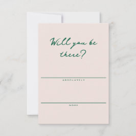 Shell Pink and Green Simple RSVP Card OSA Kort