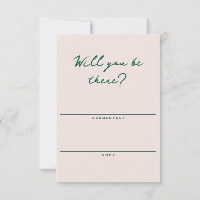 Shell Pink and Green Simple RSVP Card OSA Kort (Framsida)