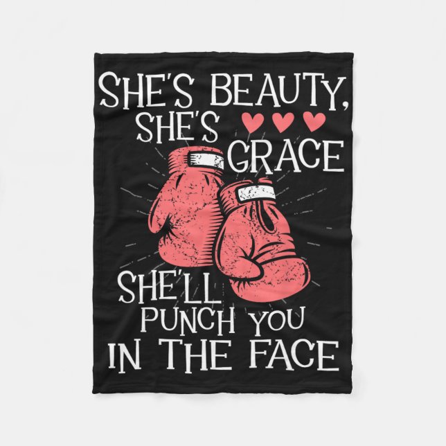 She'll Punch You In The Face - Kickboxer Kickboxin Fleecefilt (Framsidan)