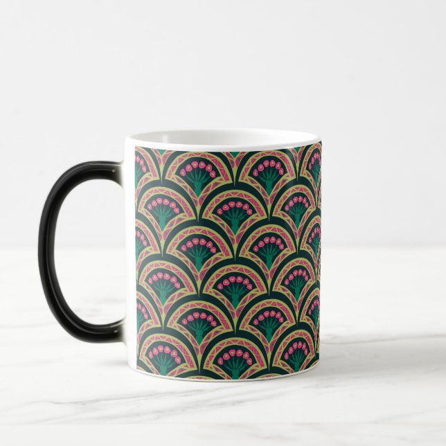 shell shaped green pattern magisk mugg (Vänster)