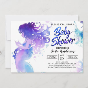 Shell Sjöjungfru Sparkles Baby Shower Inbjudningar